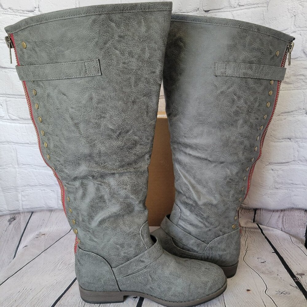 Journee Collection Women's Spokane Extra Wide Calf Knee High Riding Boots